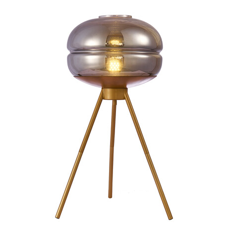 Milan 64" Decorative Glass 3-Light Floor Lamp // Gold Base + Gray Glass