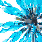 Artic 32" Glass Table Lamp // Chrome Base + Blue Glass