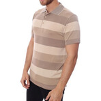 Weston Regular-Fit Striped Polo // Brown + Tan (Small)