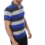 Weston Regular-Fit Striped Polo // Blue + Gray (Small)