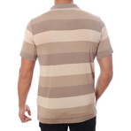 Weston Regular-Fit Striped Polo // Brown + Tan (Small)