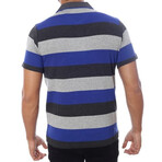Weston Regular-Fit Striped Polo // Blue + Gray (Small)