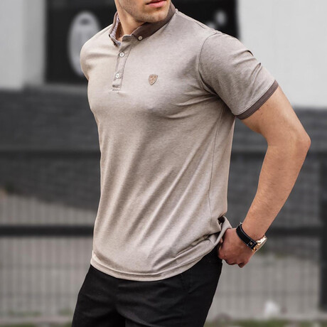 London Slim-Fit Heathered Polo // Light Brown (Small)