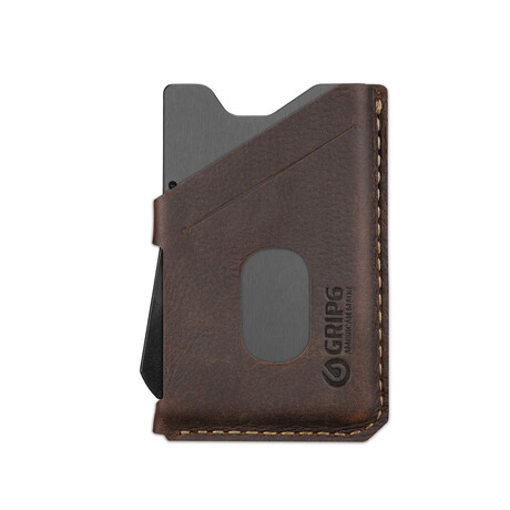 Wallet + Leather (No Loop) // Gunmetal + Brown