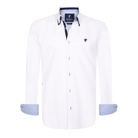 Victor Plaid Long Sleeve Button Down Shirt // White (S)