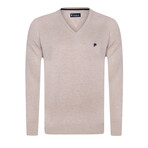 Jason V-Neck Pullover Sweater // Beige Melange (L)