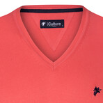 Richard V-Neck Pullover Sweater // Coral (2XL)