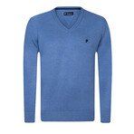 Caleb V-Neck Pullover Sweater // Blue Melange (3XL)