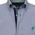 Walter Plaid Long Sleeve Button Down Shirt // Navy (2XL)