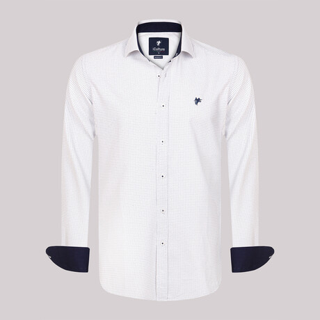 Accented Collar Long Sleeve Button-Up Shirt // White (S)
