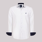 Accented Collar Long Sleeve Button-Up Shirt // White (XL)