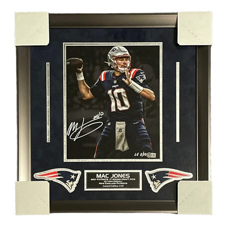 Mac Jones // New England Patriots // Autographed Photograph + Framed // Limited Edition #5/10