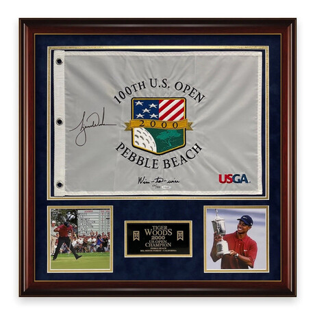 Tiger Woods // Signed 2000 US Open Flag + Framed // Limited Edition #D/500