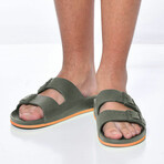 Brasilia Slip-On Sandals // Green + Orange Fluo (39/40)