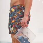 Funky Pattern Men's Swimsuit // Multi (S)