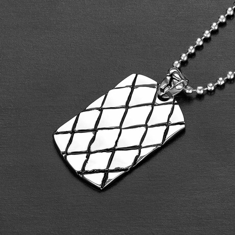 Polished Textured Stainless Steel Pendant Necklace // 24"