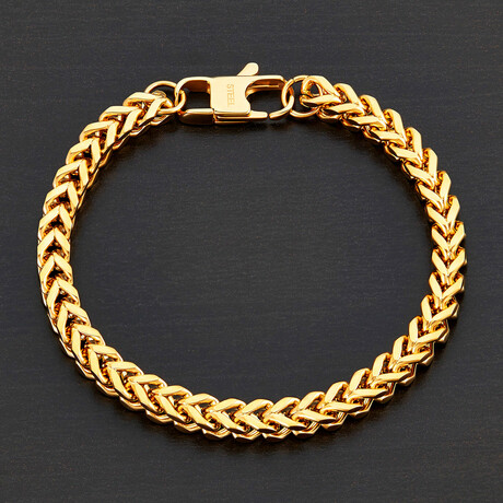 Gold Plated Stainless Steel Franco Chain Bracelet // 8.75"