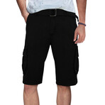 Hector Belted Cargo Shorts // Black (38)