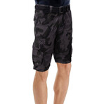 Goethe Belted Cargo Shorts // Charcoal Camo (38)