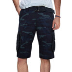 Whitcomb Belted Cargo Shorts // Navy (34)