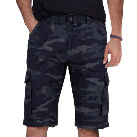 Banquo Belted Cargo Shorts // Navy Camo (30)