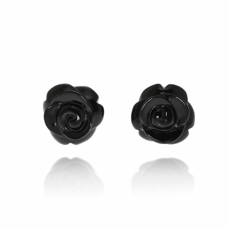 Grace 18K Rose Gold + Black Agate Stud Earrings // Store Display
