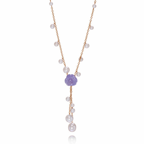 Grace 18K Rose Gold + Violet Cultured Pearl Necklace // 17" // Store Display