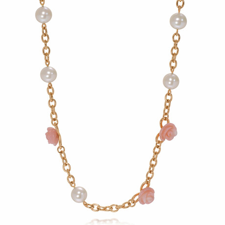 Grace 18K Rose Gold + Pink Cultured Pearls Necklace // 14"-17" // Store Display