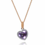 Juliet 18K Rose Gold + 18k White Gold Diamond + Amethyst Pendant Necklace // 14"-16" // New