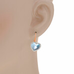 Juliet 18K White aGold + 18k Rose Gold Diamond + Blue Topaz Drop Earrings // Store Display