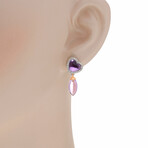 Juliet 18K White Gold + 18k Rose Gold Diamond + Amethyst Drop Earrings // Store Display