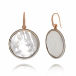 Shelley 18K Rose Gold Brown Diamond + Mother of Pearl Dangle Earrings // Store Display