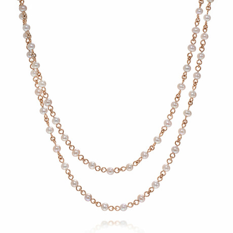 Nagai 18K Rose Gold + Violet Cultured Pearl Necklace // 28"-30" // Store Display