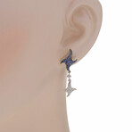 Vega 18K White Gold Diamond + Blue Sapphire Dangle Earrings // Store Display