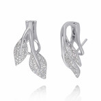 Foglia 18K White Gold Diamond Drop Earrings // New