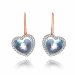 Juliet 18K White aGold + 18k Rose Gold Diamond + Blue Topaz Drop Earrings // Store Display