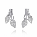 Foglia 18K White Gold Diamond Drop Earrings // New