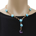 Grace 18K Rose Gold Diamond + Violet Cultured Pearl Necklace // 16"-18" // Store Display