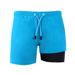 Men's Anti Chafe Swim Shorts // The Retro line // Turquoise (S)