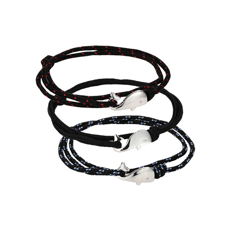 Rope Bracelet Set // Set of 3 // Black + Black Red + Black Blue