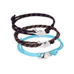 Rope Bracelet Set // Set of 3 // Blue + Brown + Dark Blue Red