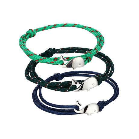 Rope Bracelet Set // Set of 3 // Dark Blue + Dark Green + Green