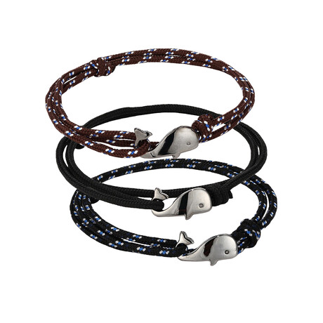 Paracord Bracelet Set // Set of 3 // Black Blue + Black + Brown
