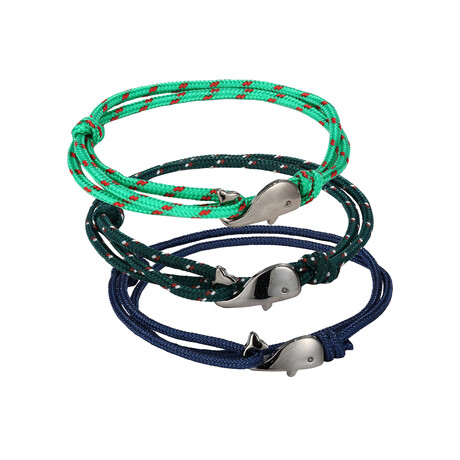 Paracord Bracelet Set // Set of 3 // Dark Blue + Dark Green + Green