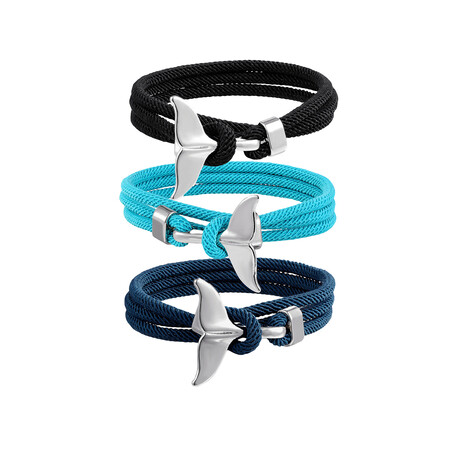 Paracord Bracelet Set // Set of 3 // Dark Blue + Black + Mint Blue