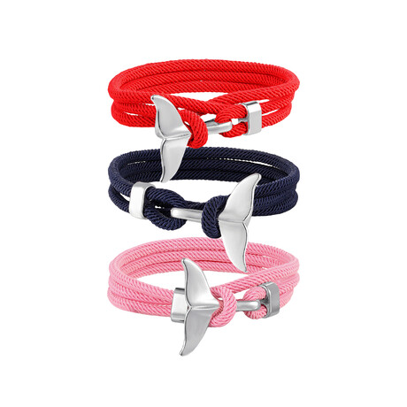 Paracord Bracelet Set // Set of 3 // Pink + Navy + Red