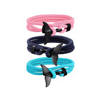 Paracord Bracelet Set // Set of 3 // Mint Blue + Pink + Navy