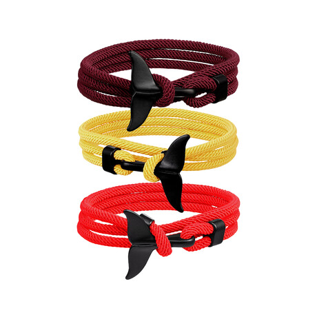 Paracord Bracelet Set // Set of 3 // Red + Yellow + Dark Red