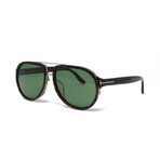 Tom Ford // Men's FT0779FS Aviator Sunglasses // Dark Havana + Green