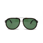 Tom Ford // Men's FT0779FS Aviator Sunglasses // Dark Havana + Green